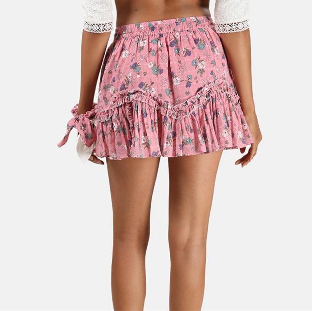 Loveshackfancy Pink floral ruffled mini skirt - Picture 4 of 4